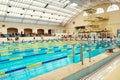 Turquoise swimming pool lanes, a symbol of sport and Royalty Free Stock Photo