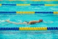 Turquoise swimming pool lanes, a symbol of sport and Royalty Free Stock Photo