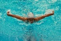 Turquoise swimming pool lanes, a symbol of sport and Royalty Free Stock Photo