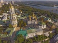 Kyivo-Pecherska Lavra and the Dnipro River , taken with drone