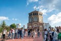 Kykkos, Cyprus - August 18, 2022: Tourists visiting Throni of Panagia Kykkou at Kykkos Monastery