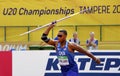 KYLE GARLAND USA on javelin throw in decathlon on the IAAF World U20 Championship in Tampere, Finland