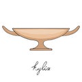 kylix greek vessel cartoon illustration with text