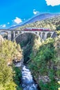 Kylling bridge with the river below and train on the top