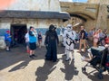 Kylo Ren and two storm troopers walking around the Star Wars  Galaxy`s Edge area of Hollywood Studios Royalty Free Stock Photo