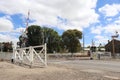 Kyneton railway station has the last set of mechanically interlocked swing gates in Victoria