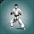 Kyokushin fullcontact karateka in a white kimono