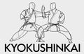 Kyokushinkai karate. The two fighters spar. Vector geometric logo