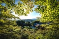 Kyoto City Skyline in Japan with temples an japanese garden visible