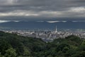 Kyoto City with summer season in Japan view from Kiyomizu Temple, with the Kyoto tower in view Royalty Free Stock Photo