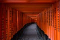 Kyoto Fushimi Inari Shrine (Fushimi Inari Taisha) - Gates Tunnel Pathway Royalty Free Stock Photo