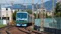 Eizan Electric Railway Type 810 on Eizan Main Line view from near Demachiyanagi Station in Kyoto, Royalty Free Stock Photo