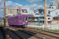 Keifuku Electric Railroad Type 101 on Arashiyama Line view from near Shijo-Omiya Station in Kyoto, Royalty Free Stock Photo