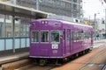 Keifuku Electric Railroad Type 101 on Arashiyama Line view from Randen-Tenjingawa Station in Kyoto, Royalty Free Stock Photo