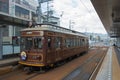 Keifuku Electric Railroad Type 21 on Arashiyama Line view from Randen-Tenjingawa Station in Kyoto, Royalty Free Stock Photo