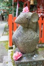 Mouse Statue at Otoyo Shrine in Kyoto, Japan. The Shrine originally built in 887 Royalty Free Stock Photo