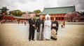 Japanese bride and groom at the temple