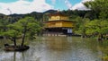 KYOTO, JAPAN - APRIL, 15, 2018: afternoon view of kinkaku-ji ,golden pavilion, in kyoto