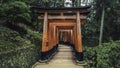 Kyoto, Japan-14 April, 2019: Japanese red Tori gates at Fushimi Inari shrine Royalty Free Stock Photo