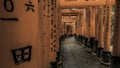 Kyoto, Japan-14 April, 2019: Japanese red Tori gates at Fushimi Inari shrine