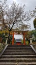 Kyoto, Japan in April 2019. The giant torii gate in front of Romon Gate at the entrance of Fushimi Inari Taisha Shrine Royalty Free Stock Photo