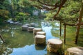 Heian Jingu Garden with plants, ponds and weeping cherry trees, making it\'s one of the best cherry blossom spots in Kyoto Royalty Free Stock Photo