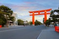 The Gigantic Great Torii Gate of Heian Jingu Shrine in Kyoto, Japan Royalty Free Stock Photo