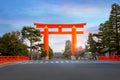 The Gigantic Great Torii Gate of Heian Jingu Shrine in Kyoto, Japan Royalty Free Stock Photo