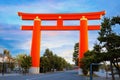 The Gigantic Great Torii Gate of Heian Jingu Shrine in Kyoto, Japan Royalty Free Stock Photo