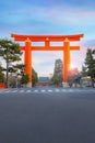 The Gigantic Great Torii Gate of Heian Jingu Shrine in Kyoto, Japan Royalty Free Stock Photo