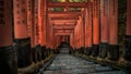 Kyoto, Japan-14 April, 2019: Japanese red Torii gates at Fushimi Inari shrine Royalty Free Stock Photo