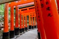 Kyoto, Japan - APRIL 17, 2019 - Red Japanese Torii gates in Fushimi Inari shrine in Kyoto, Japan Royalty Free Stock Photo