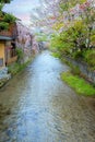 Shinbashi dori is the place where Gion-ochaya Teahouses stand side by side on the street coupled with Royalty Free Stock Photo