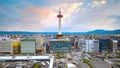 Kyoto Tower completed in 1964 it\'s the tallest structure in Kyoto stands atop a 9-story building,