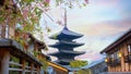 The Yasaka Pagoda known as Tower of Yasaka or Yasaka-no-to. The 5-story pagoda is the last remaining
