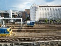 Railroad tracks and New Miyako Hotel on the south side of Kyoto statio Royalty Free Stock Photo