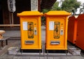 Yellow mail boxes at old town