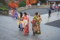 Asian women with Kimono dressing in Kiyomizu-dera Temple Royalty Free Stock Photo