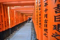 KYOTO, JAPAN : December 7, 2016 - Red Tori gate at Fushimi Inari Taisha Shrine in Kyoto, Japan