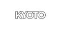 Kyoto in the Japan emblem. The design features a geometric style, vector illustration with bold typography in a modern font. The