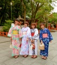 Kyoto Japan - four young women dressing traditional