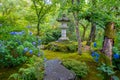 KYOTO, JAPAN - JULY 05, 2017: Beautiful stoned structure inside of Zen Garden of Tenryu-ji, Heavenly Dragon Temple. In Royalty Free Stock Photo