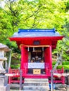 KYOTO, JAPAN - JULY 05, 2017: Close up of a red stylized hut japanesse in Kyoto
