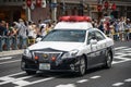 Kyoto, Japan - 24 July 2016. Police car at the Gion Matsuri festival at hot summer day in Kyoto. Royalty Free Stock Photo