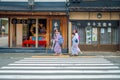 KYOTO, JAPAN - JULY 05, 2017: Unidentified people walking in the city to visit the beautiful view of Yasaka Pagoda Gion