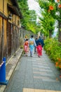 KYOTO, JAPAN - JULY 05, 2017: Unidentified people walking in a small city to visit the beautiful view of Yasaka Pagoda Royalty Free Stock Photo