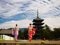 KYOTO, JAPAN - JULY 05, 2017: Unidentified women looking the beautiful view of Yasaka Pagoda Gion Higashiyama District Royalty Free Stock Photo