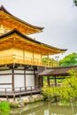 Kyoto, Japan at Kinkaku-ji, The Temple of the Golden Pavilion on a rainy day Royalty Free Stock Photo