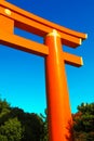 Kyoto, Japan - 2010: Torii gate to Heian Shrine in Kyoto Royalty Free Stock Photo