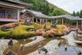 Garden at Matsunoo-taisha Shrine in Kyoto, Japan. it`s said Matsuno`o Taisha was founded in 701 Royalty Free Stock Photo